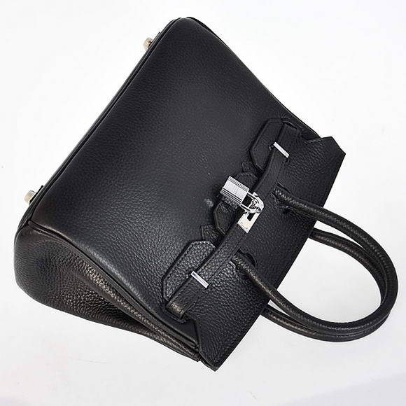 Super A Replica Hermes Birkin 25CM Tote Bags Togo Leather Black Silver 60799